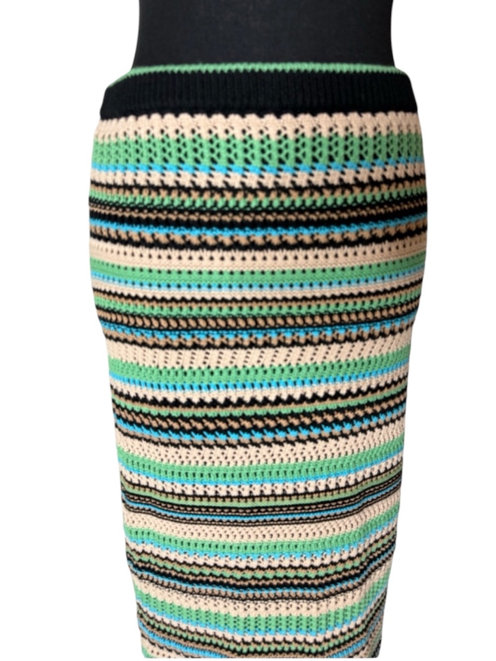 MARLED Crochet Knit Pencil Maxi Skirt Tube Dress Boho Striped Lined Size Medium